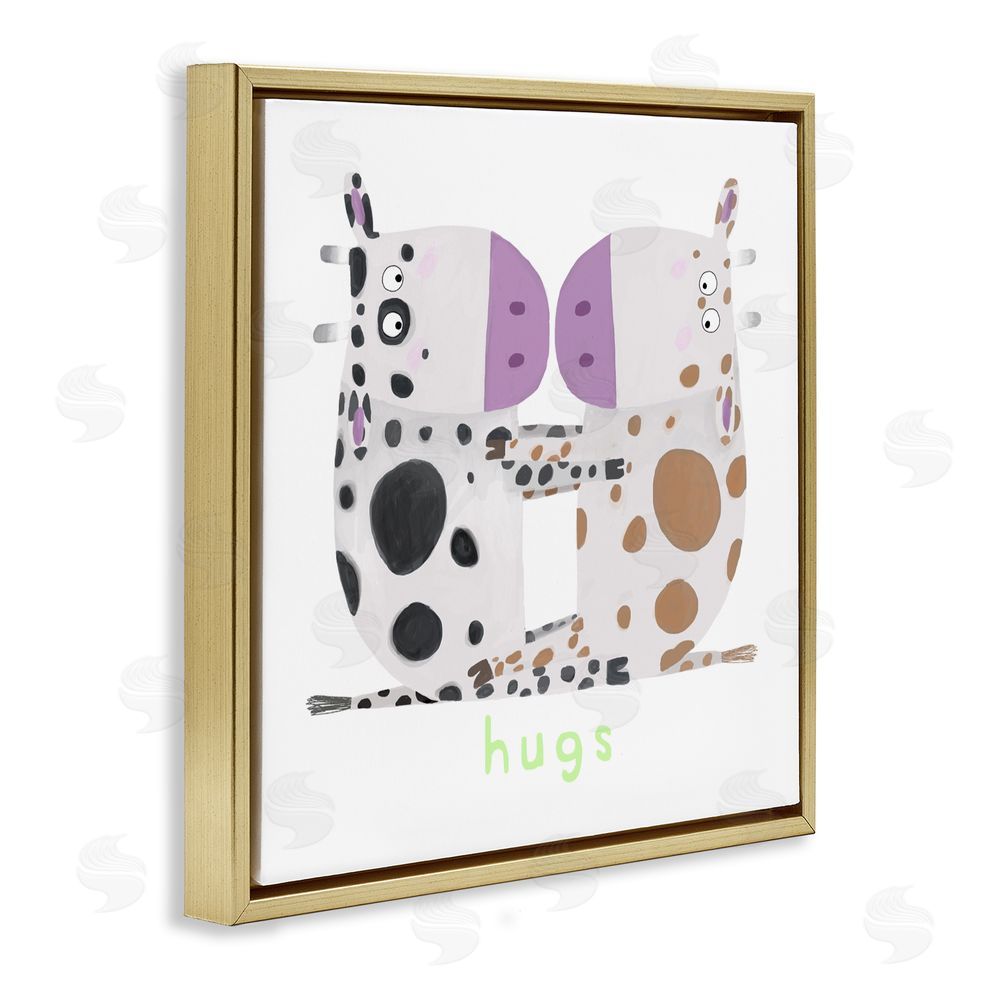 Carla Daly Cow Hugs Symmetry Gold Floating Frame Canvas Wall Art Print