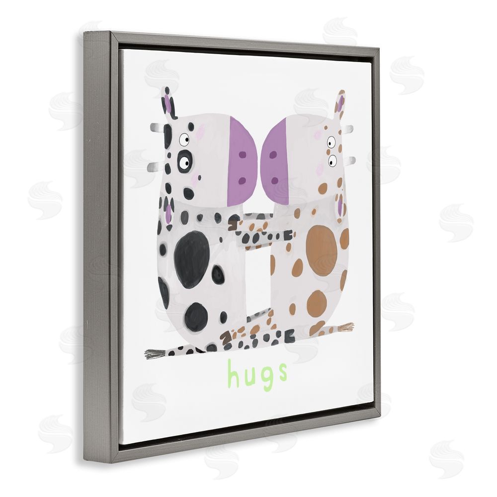 Carla Daly Cow Hugs Symmetry Gray Floating Frame Canvas Wall Art Print