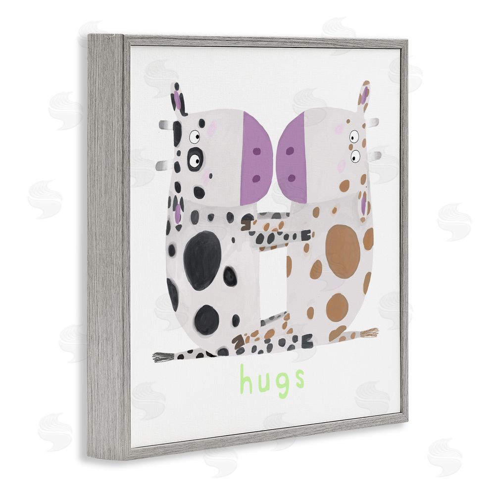 Carla Daly Cow Hugs Symmetry Gray Framed Giclee Wall Art Print