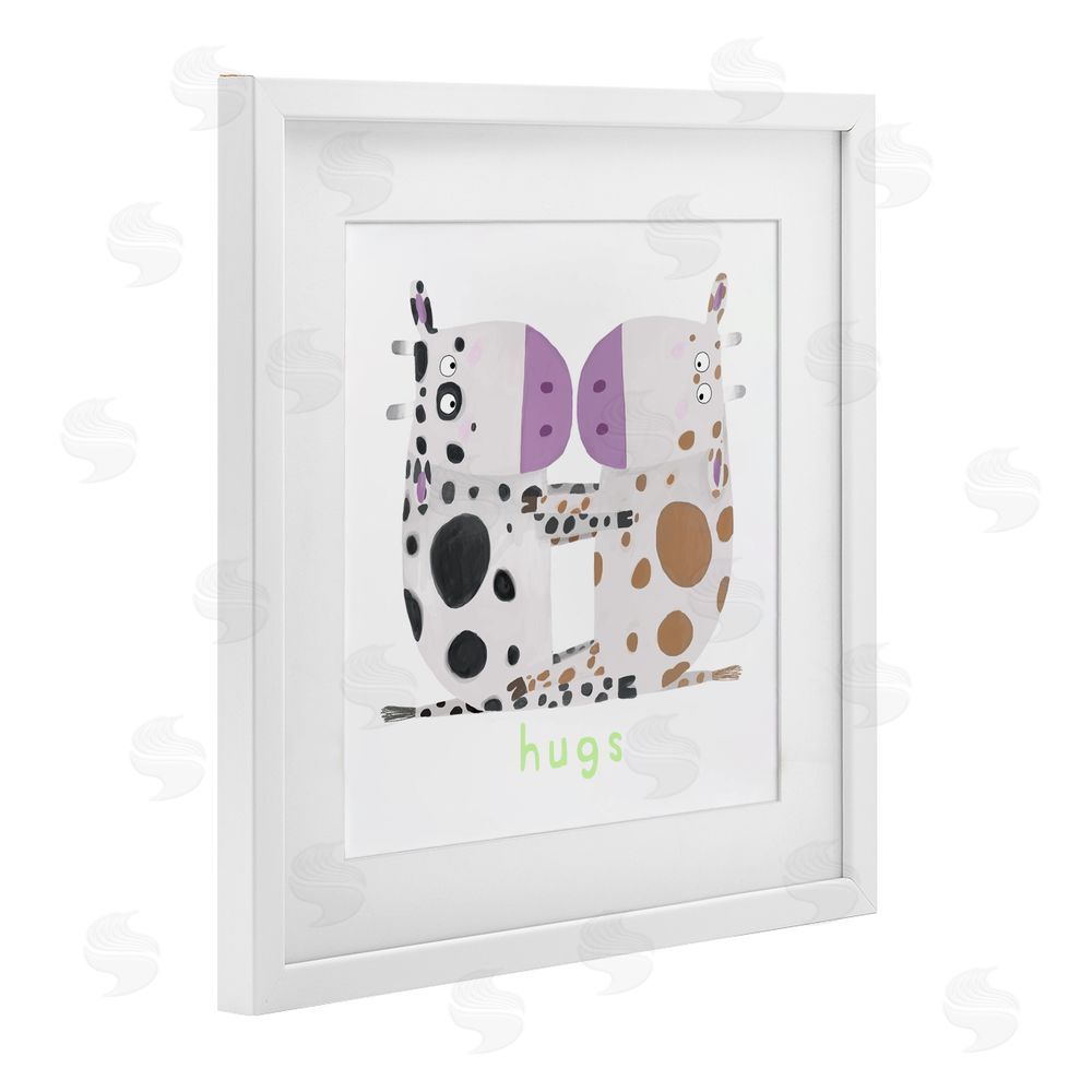 Carla Daly Cow Hugs Symmetry White Framed Print Under Glass Wall Art