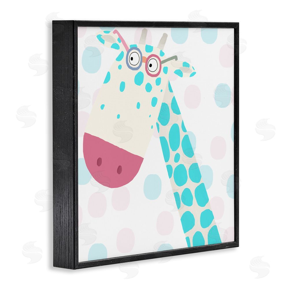 Carla Daly Electric Blue Giraffe Blacked Framed Giclee Wall Art Print