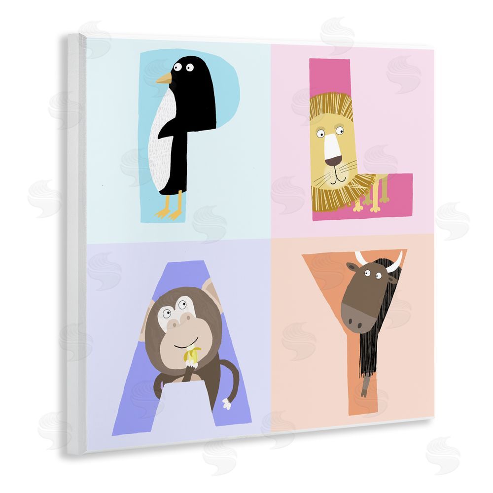 Carla Daly Play Letters Squares with Animals Wall Plaque Art Print