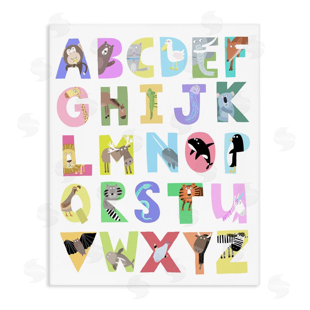 Carla Daly Alphabet Shapes with Animals Stretched Canvas Wall Art Print