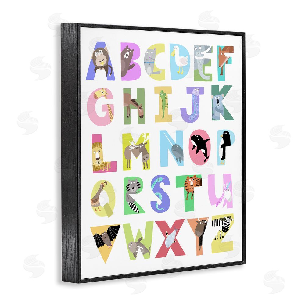 Carla Daly Alphabet Shapes with Animals Black Framed Giclee Wall Art Print