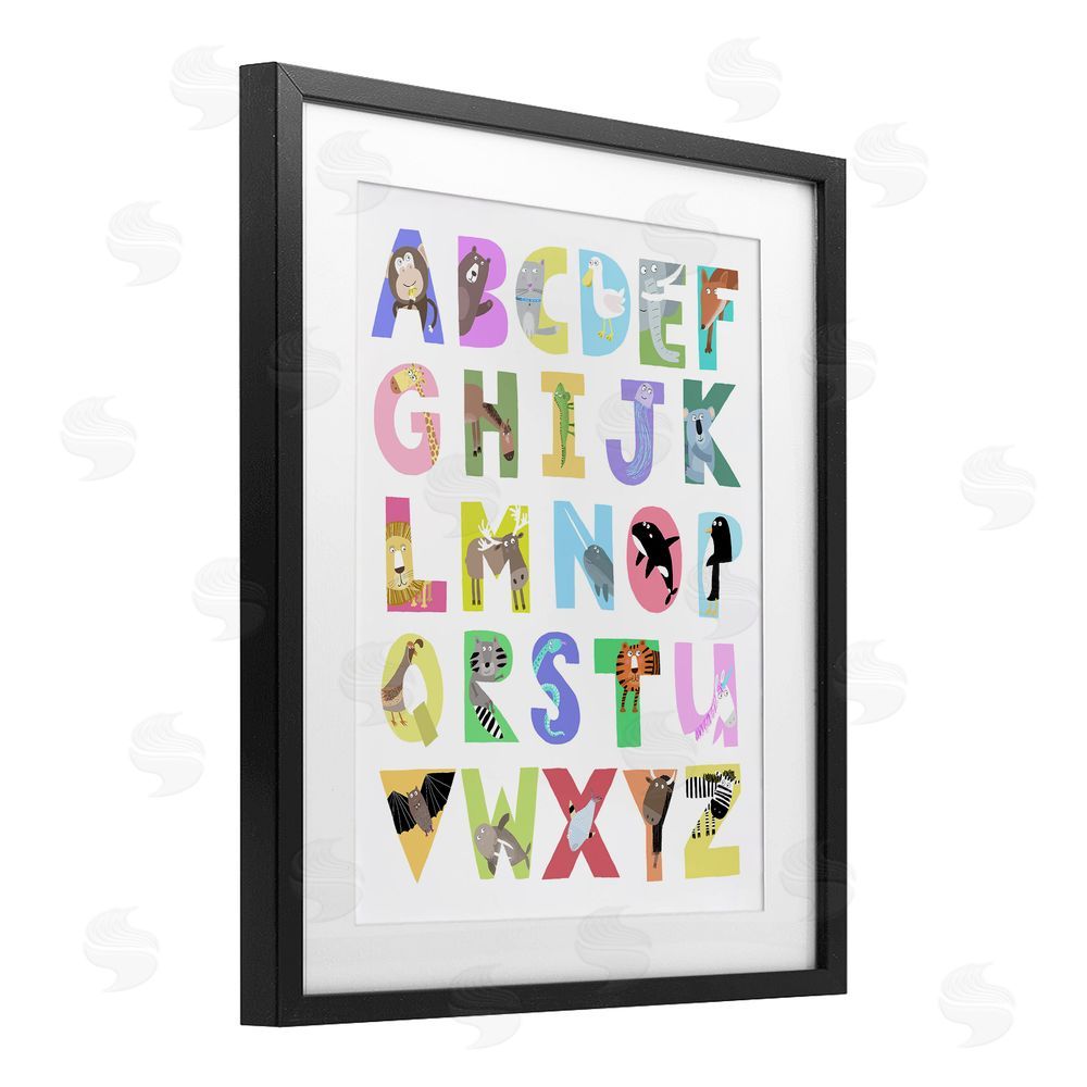 Carla Daly Alphabet Shapes with Animals Black Framed Print Under Glass Wall Art