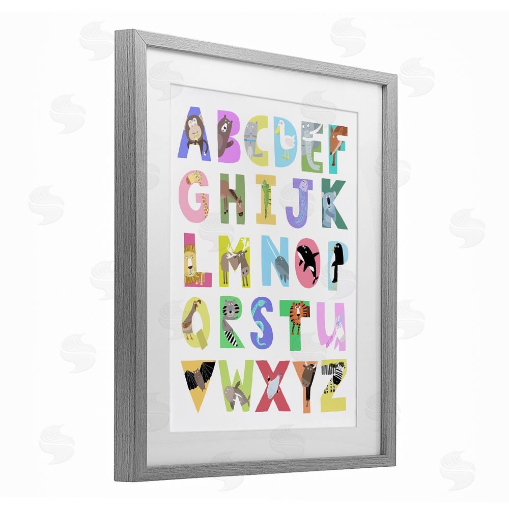 Carla Daly Alphabet Shapes with Animals Gray Framed Print Under Glass Wall Art