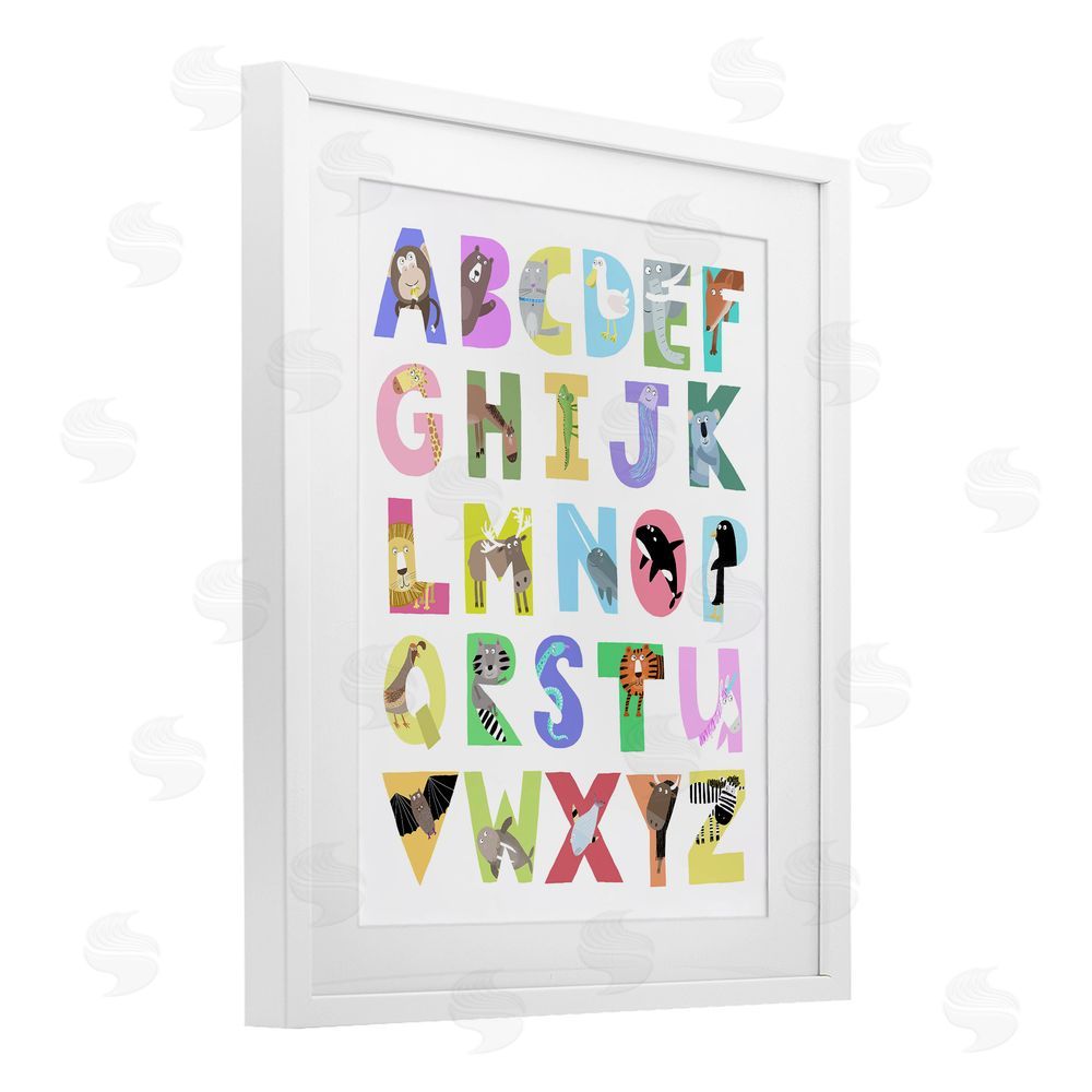 Carla Daly Alphabet Shapes with Animals White Framed Print Under Glass Wall Art