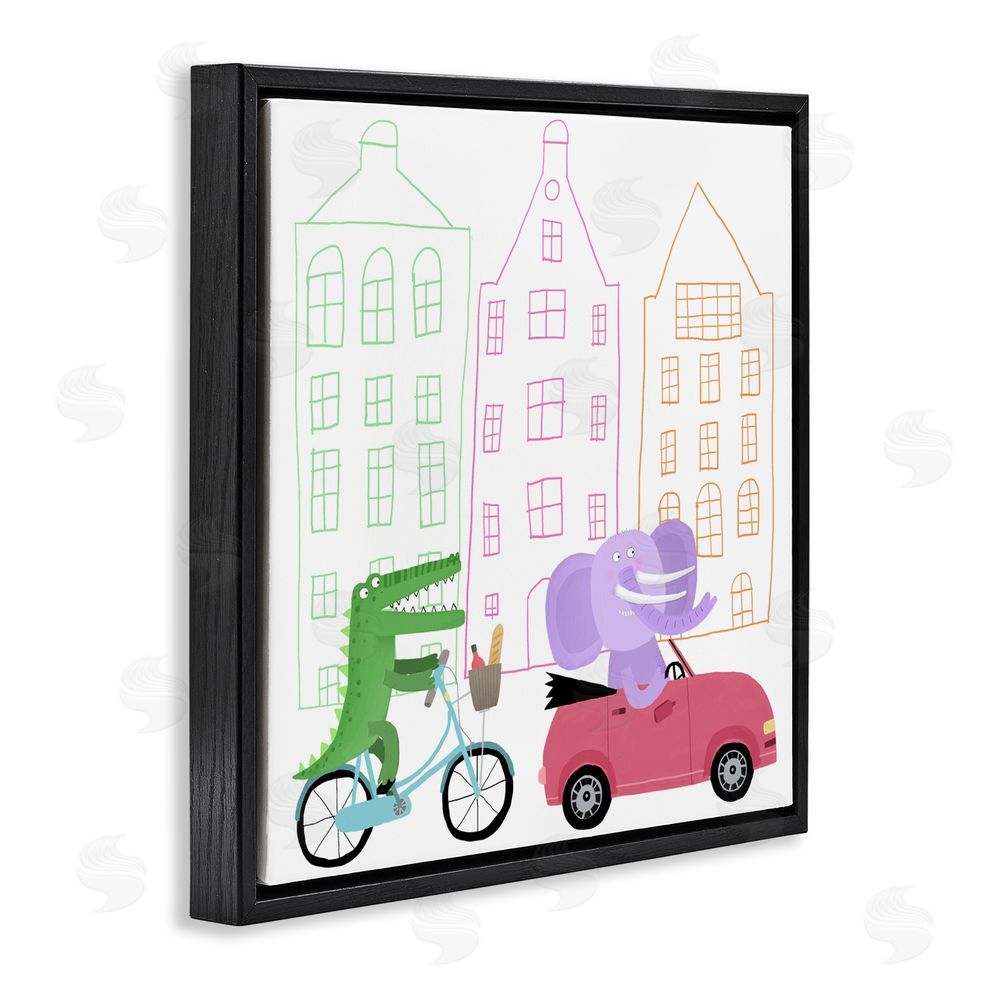 Carla Daly Amsterdam Buildings & Animals Black Floating Frame Canvas Wall Art Print