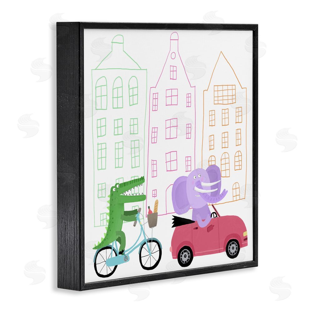 Carla Daly Amsterdam Buildings & Animals Black Framed Giclee Wall Art Print