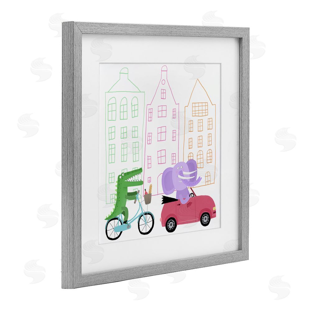 Carla Daly Amsterdam Buildings & Animals Gray Framed Print Under Glass Wall Art