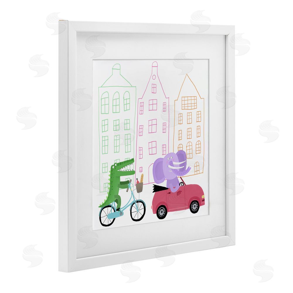 Carla Daly Amsterdam Buildings & Animals White Framed Print Under Glass Wall Art