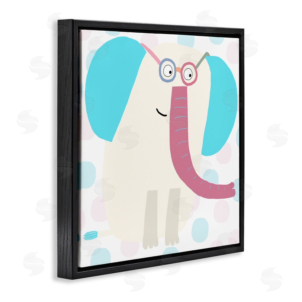 Carla Daly Electric Blue Elephant Black Floating Frame Canvas Wall Art