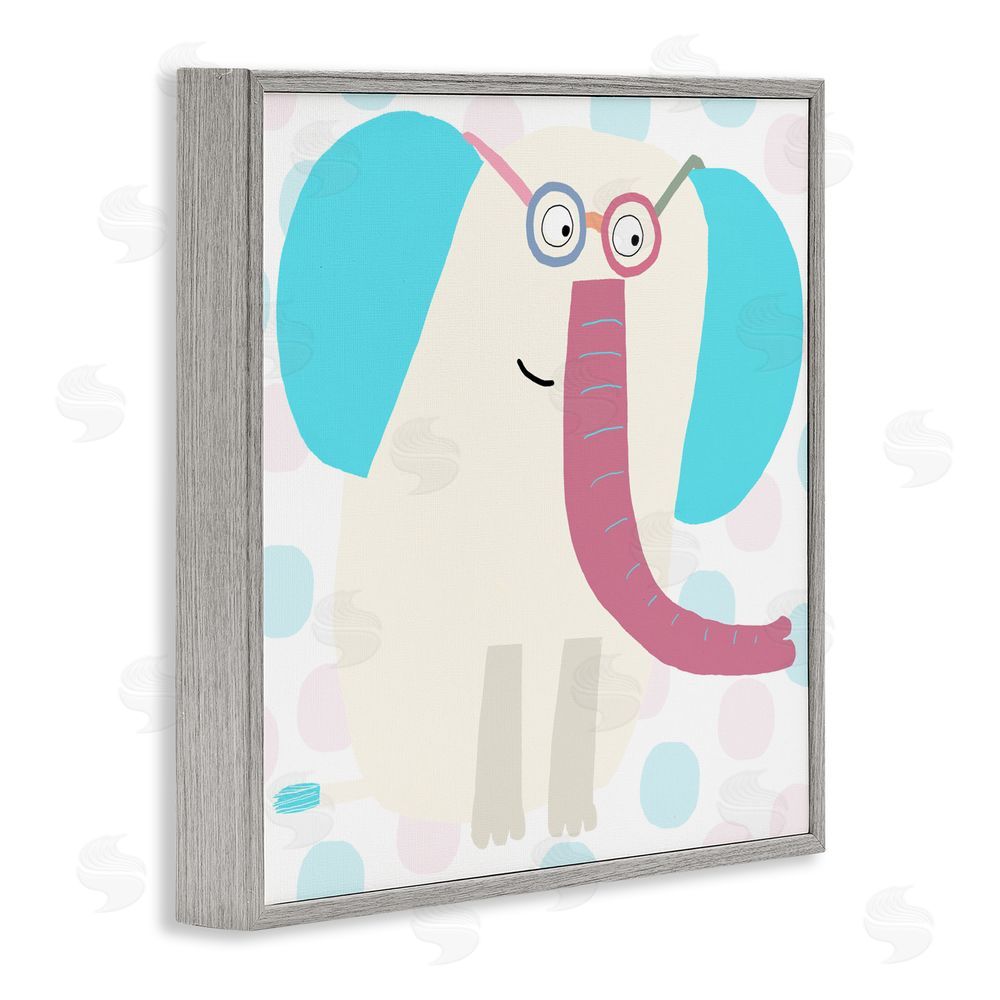 Carla Daly Electric Blue Elephant Gray Framed Giclee Wall Art Print