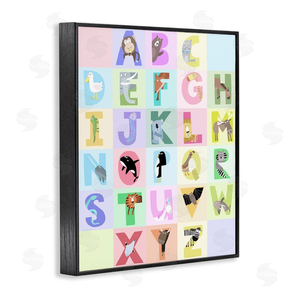 Carla Daly Animal Alphabet in Pastels Black Framed Giclee Wall Art Print