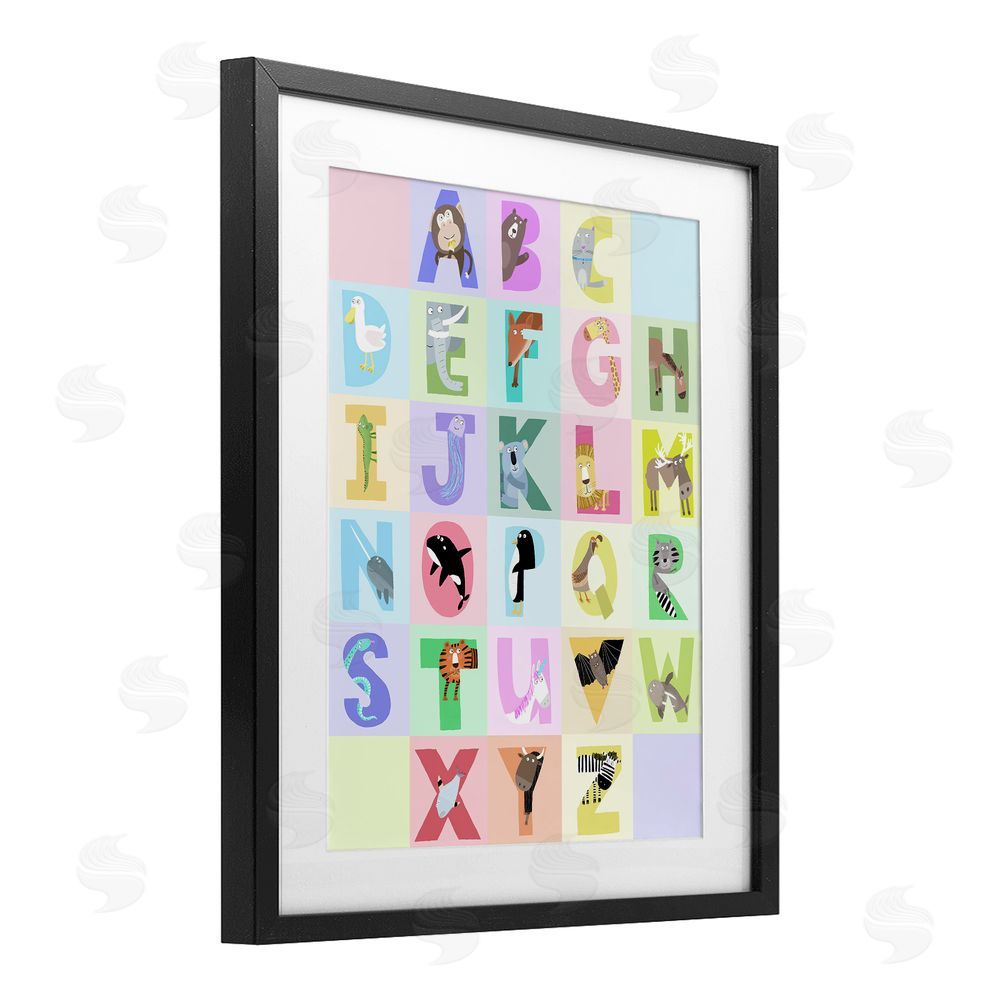 Carla Daly Animal Alphabet in Pastels Black Framed Print Under Glass Wall Art