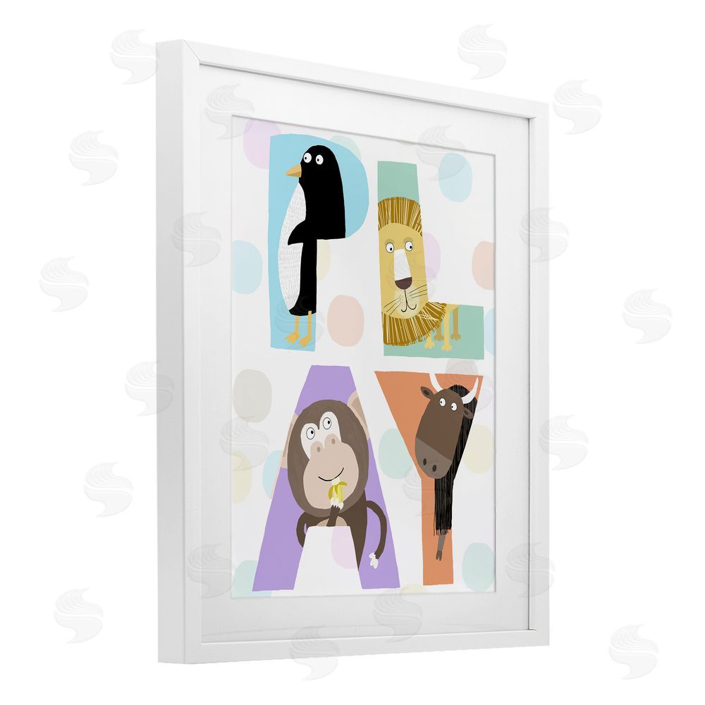 Carla Daly Play Letters with Animals White Framed Print Under Glass Wall Art