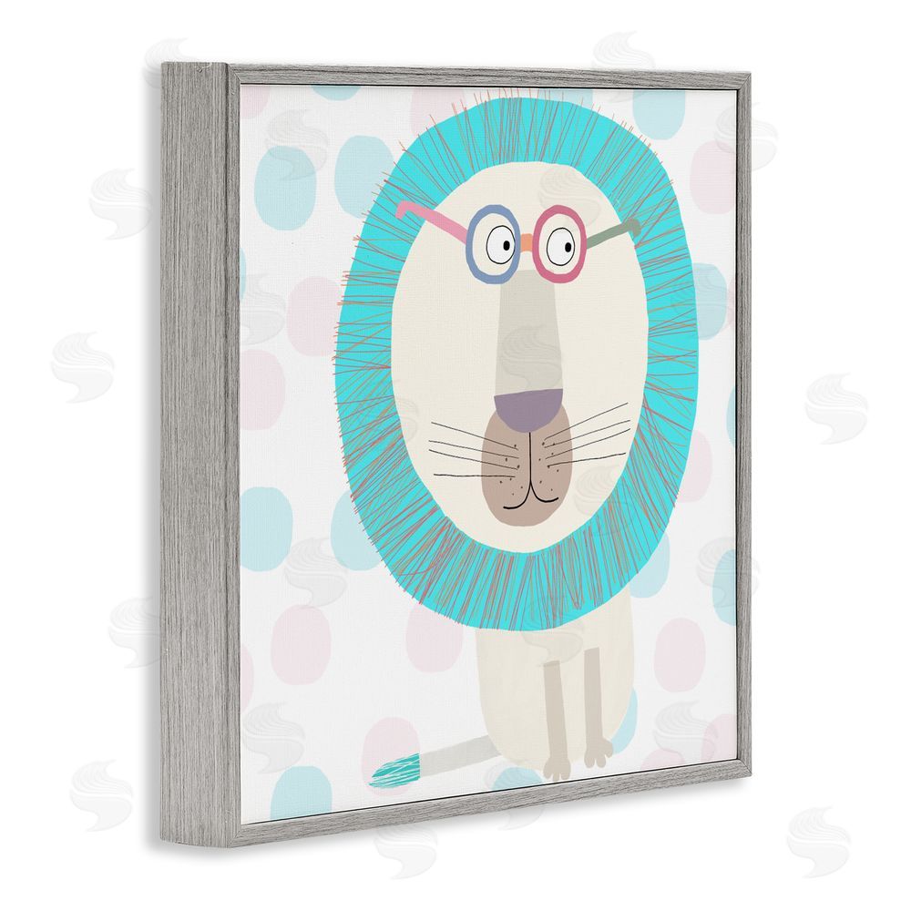 Carla Daly Electric Blue Lion Gray Framed Giclee Wall Art Print