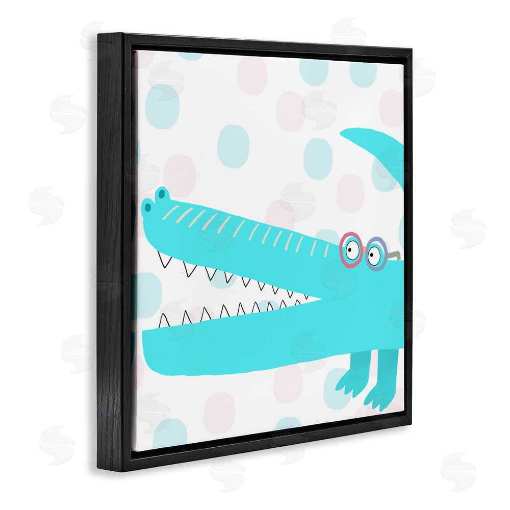 Carla Daly Electric Blue Crocodile Black Floating Frame Canvas Wall Art