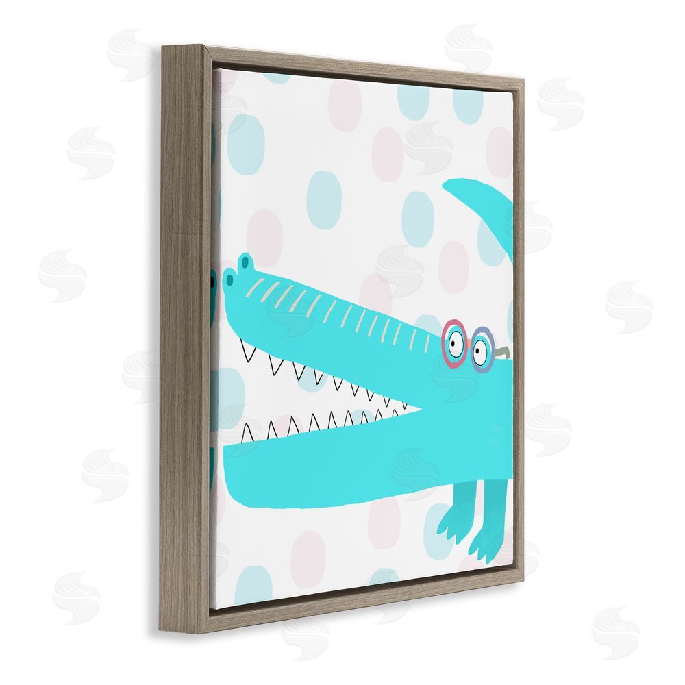Carla Daly Electric Blue Crocodile Brown Floating Frame Canvas Wall Art