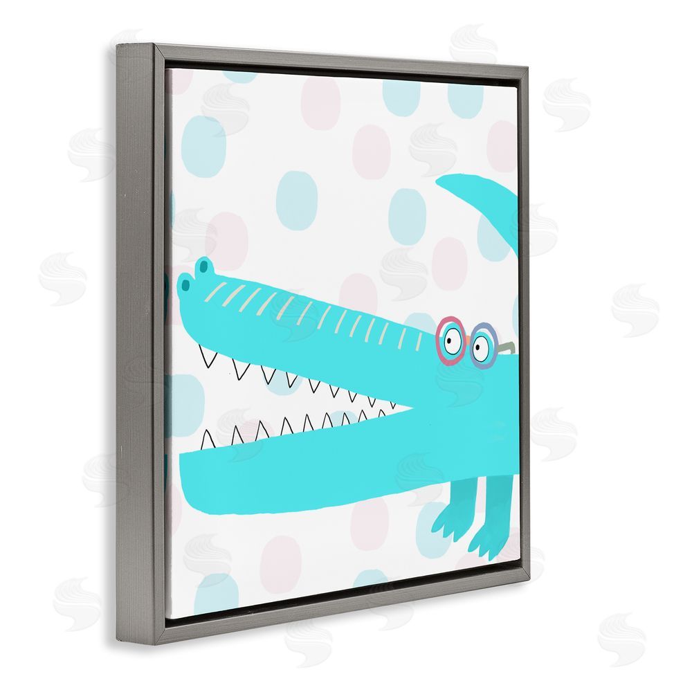 Carla Daly Electric Blue Crocodile Gray Floating Frame Canvas Wall Art