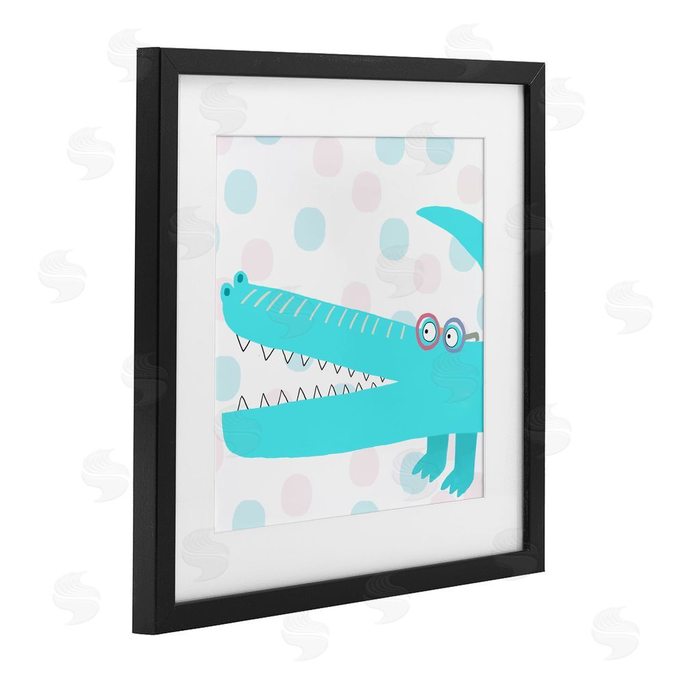 Carla Daly Electric Blue Crocodile Black Framed Print Under Glass with Mat Wall Art