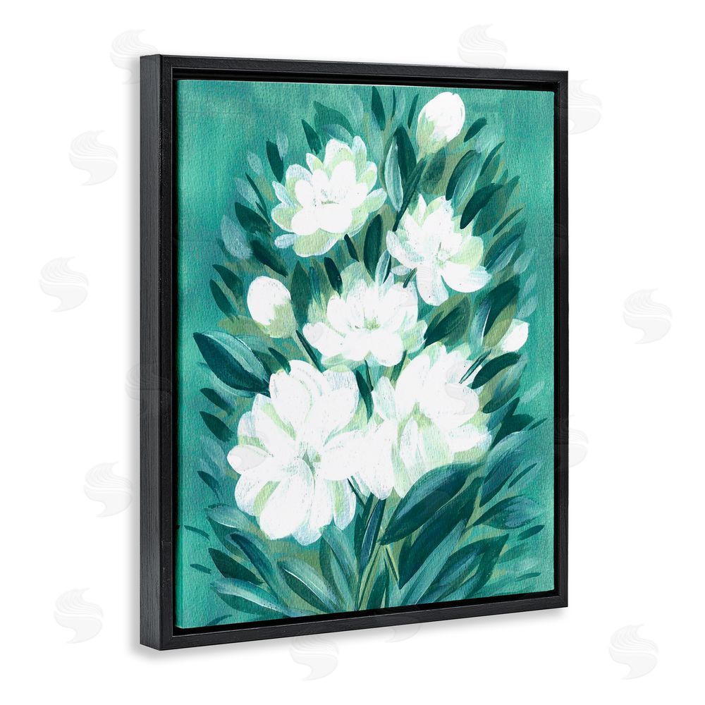 Camila Juncos Acrylic Jasmine Flowers Black Floating Frame Canvas Wall Art Print