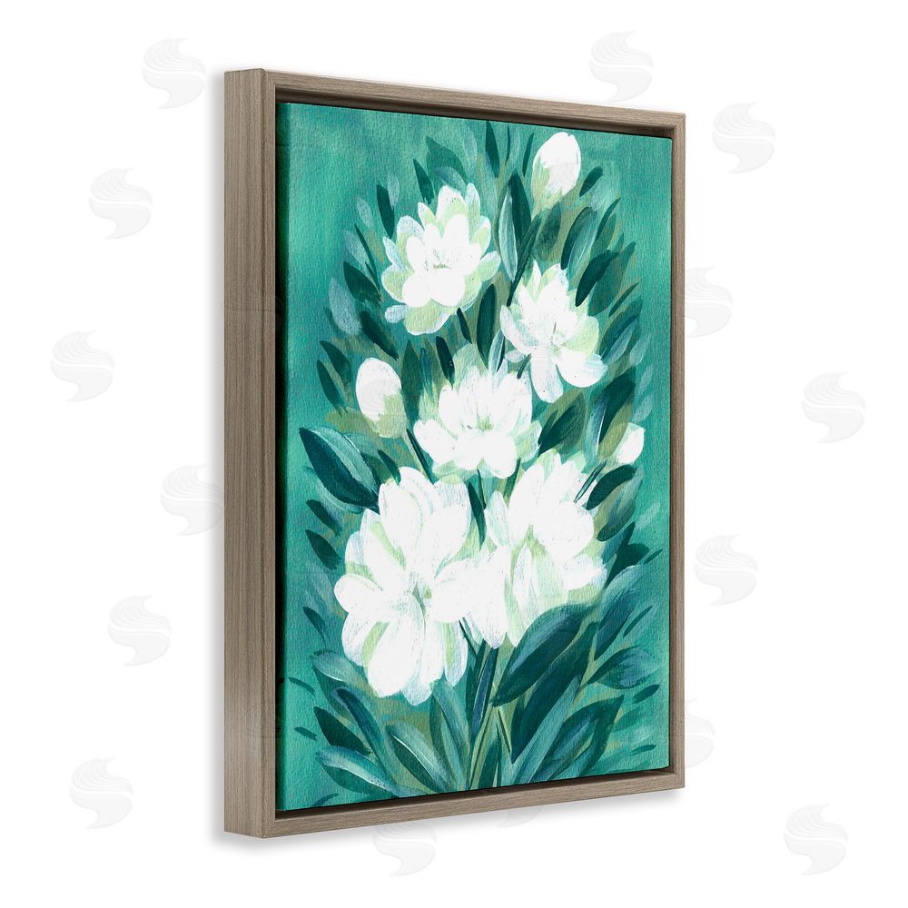 Camila Juncos Acrylic Jasmine Flowers Brown Floating Frame Canvas Art Print