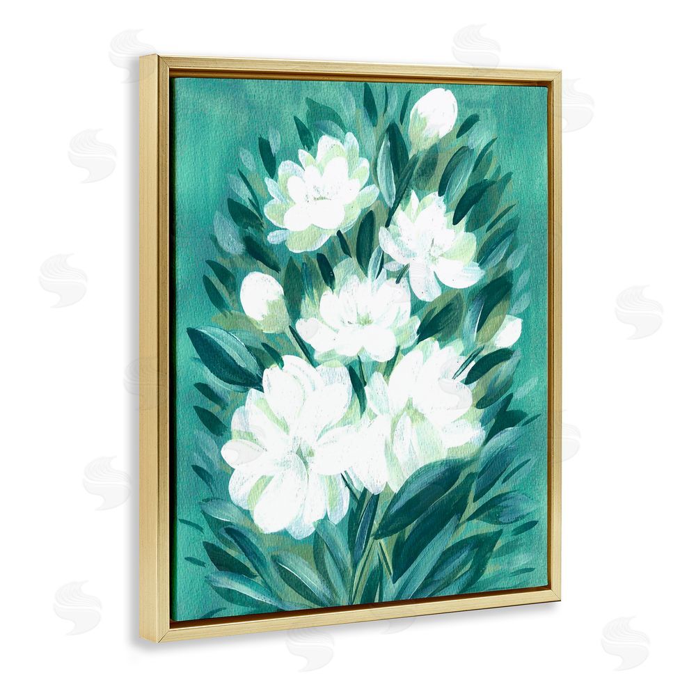 Camila Juncos Acrylic Jasmine Flowers Gold Floating Frame Canvas Art Print