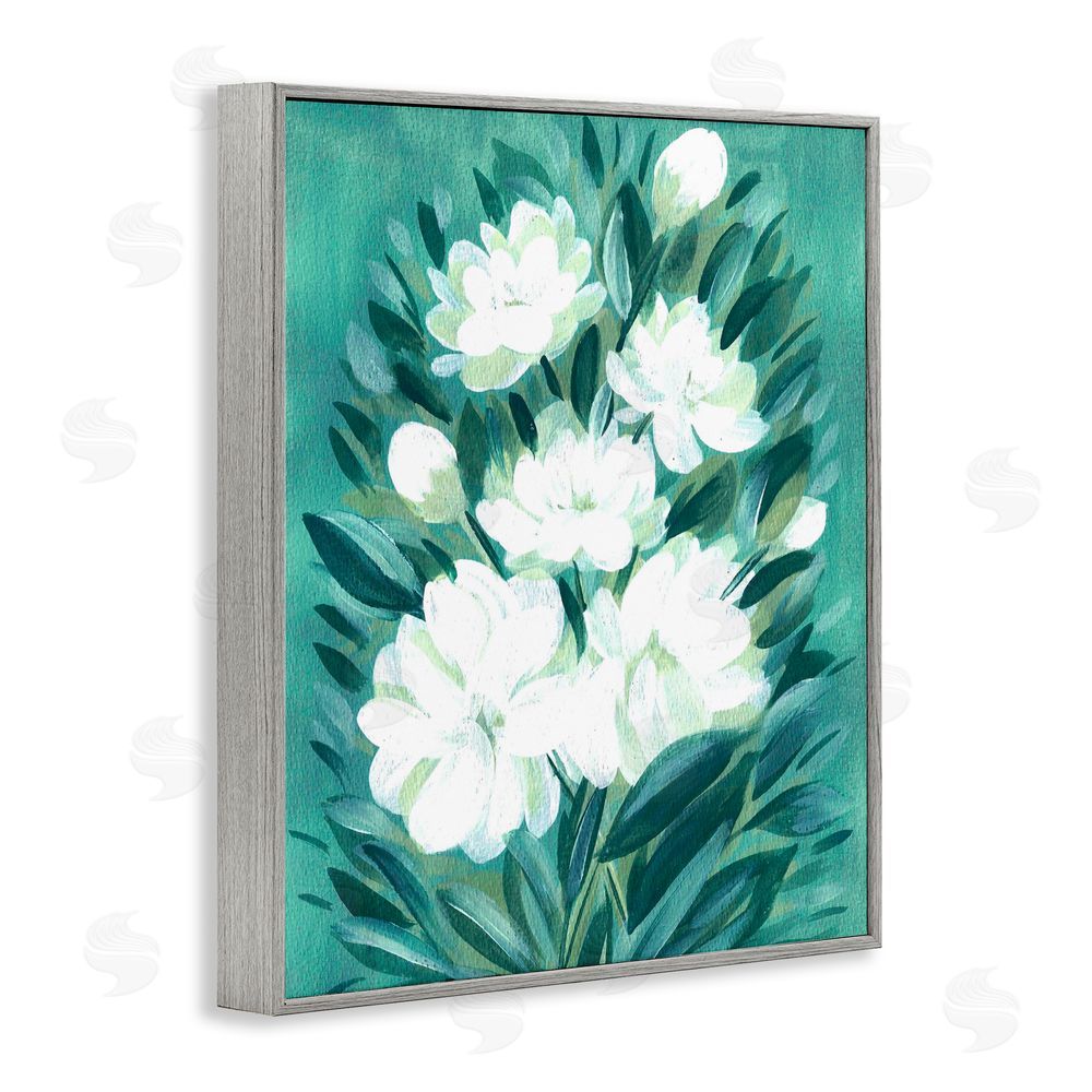 Camila Juncos Acrylic Jasmine Flowers Gray Framed Giclee Art Print