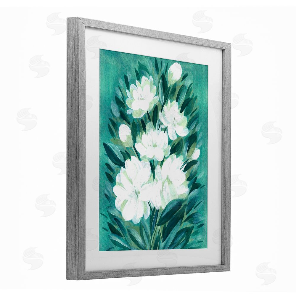 Camila Juncos Acrylic Jasmine Flowers Gray Framed Print Under Glass Art