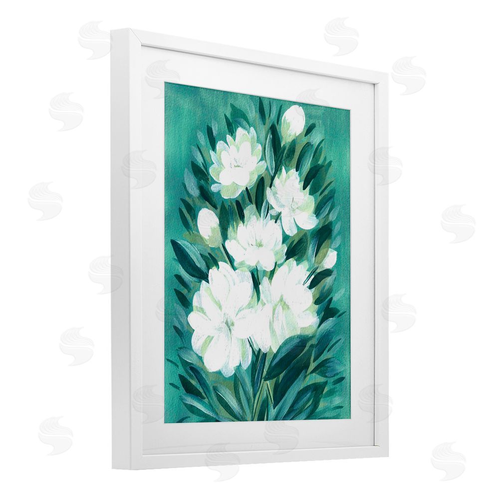 Camila Juncos Acrylic Jasmine Flowers White Framed Print Under Glass Art