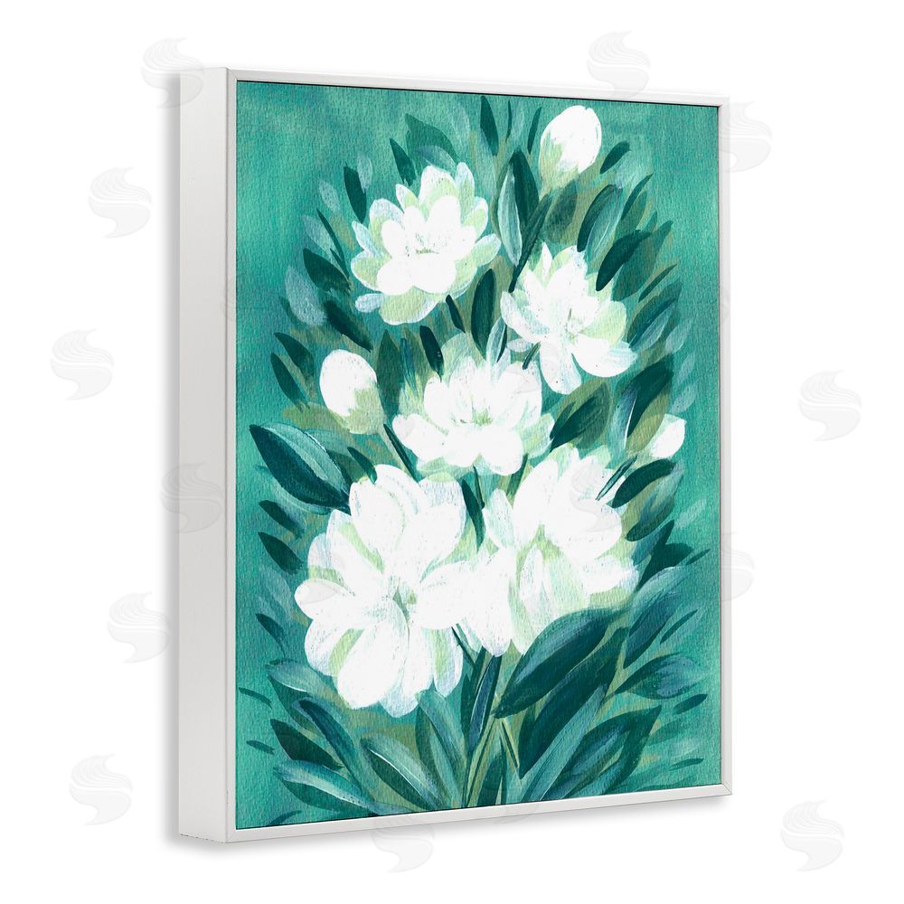 Camila Juncos Acrylic Jasmine Flowers White Frame Giclee Art Print