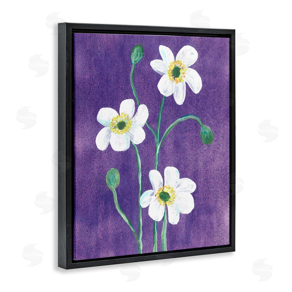 Camila Juncos Acrylic Poppies Trio Black Floating Frame Canvas Wall Art Print