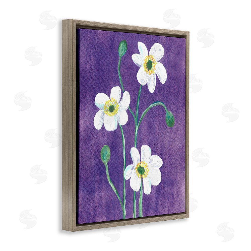 Camila Juncos Acrylic Poppies Trio Brown Floating Frame Canvas Art Print