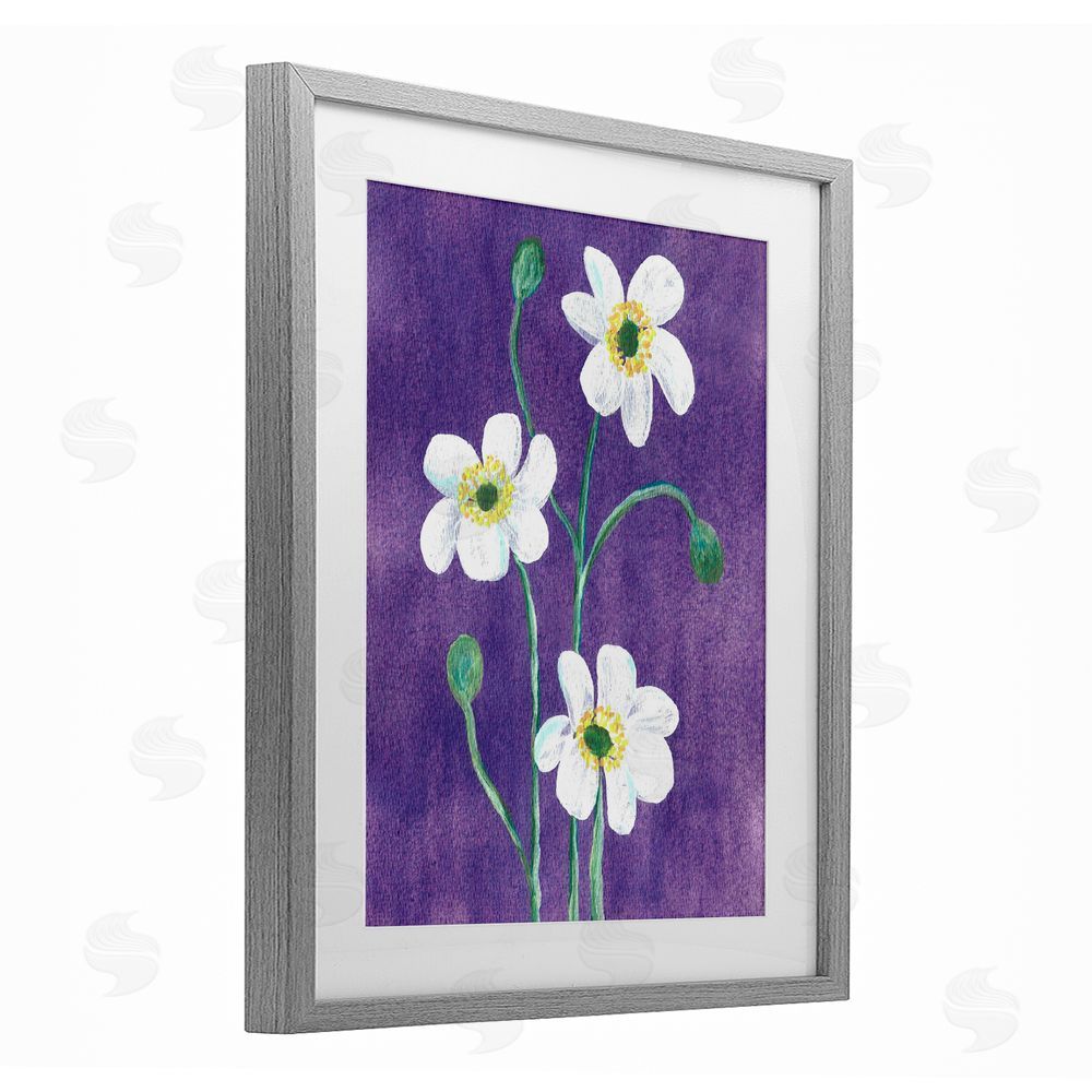 Camila Juncos Acrylic Poppies Trio Gray Framed Print Under Glass Art
