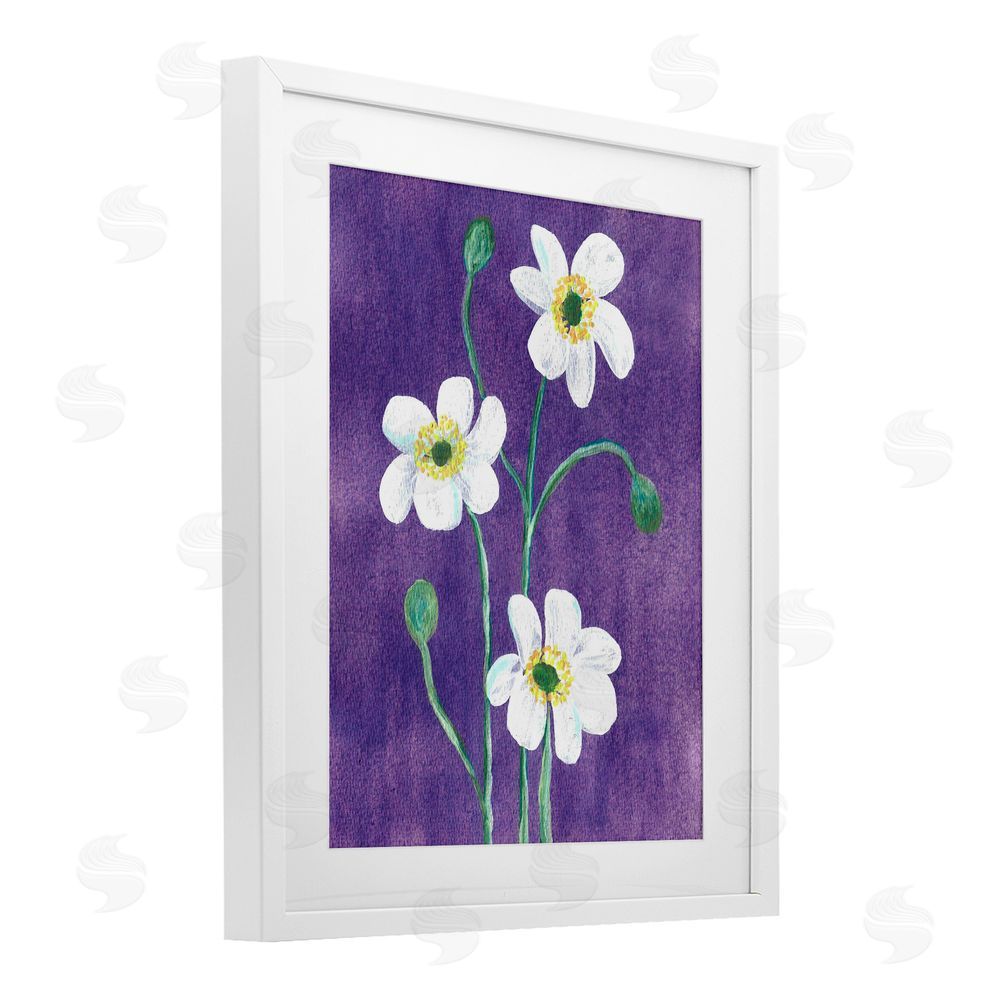 Camila Juncos Acrylic Poppies Trio White Framed Print Under Glass Art