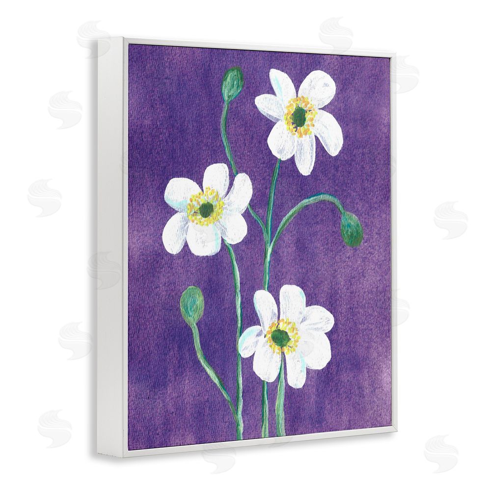 Camila Juncos Acrylic Poppies Trio White Frame Giclee Art Print
