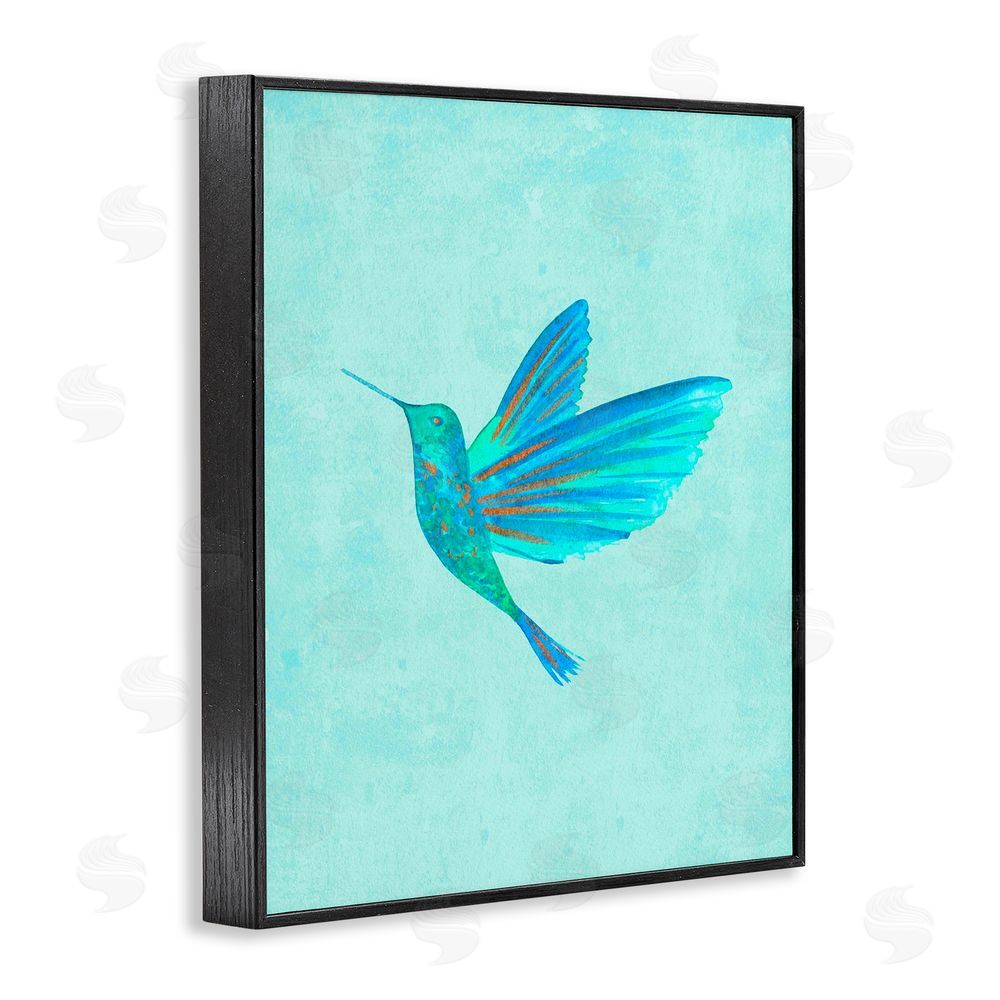 Camila Juncos Blue Hummingbird Simplicity Black Framed Giclee Art Print