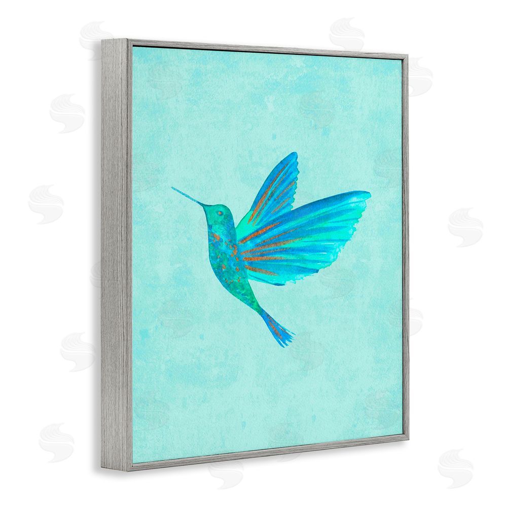Camila Juncos Blue Hummingbird Simplicity Gray Framed Giclee Art Print