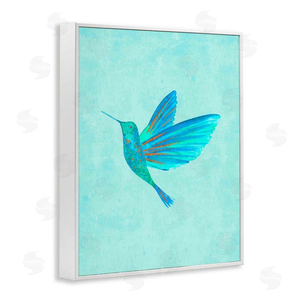 Camila Juncos Blue Hummingbird Simplicity White Frame Giclee Art Print