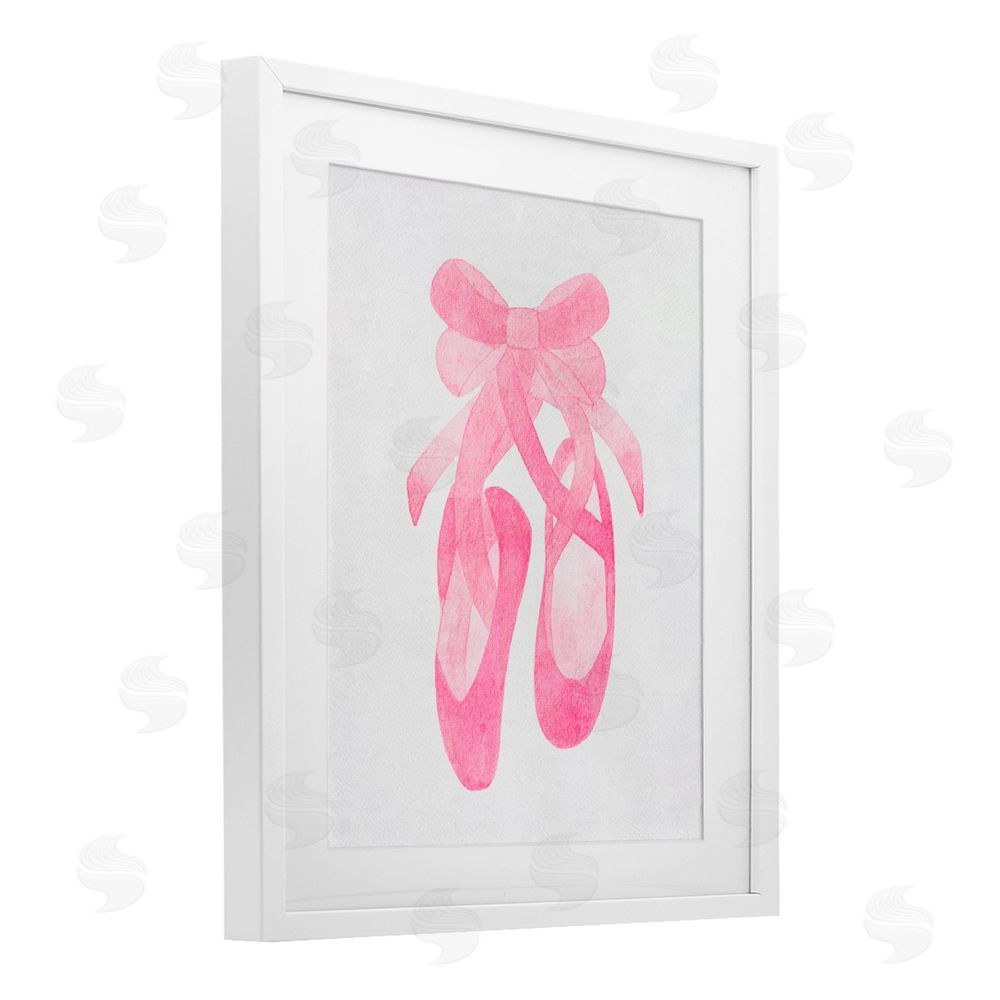 Camila Juncos Ballerina Shoes Watercolor White Framed Print Under Glass Art