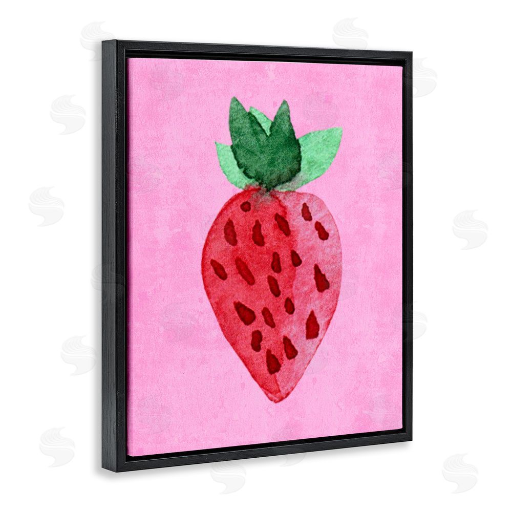Camila Juncos Bright Speckled Strawberry Black Floating Frame Canvas Wall Art Print