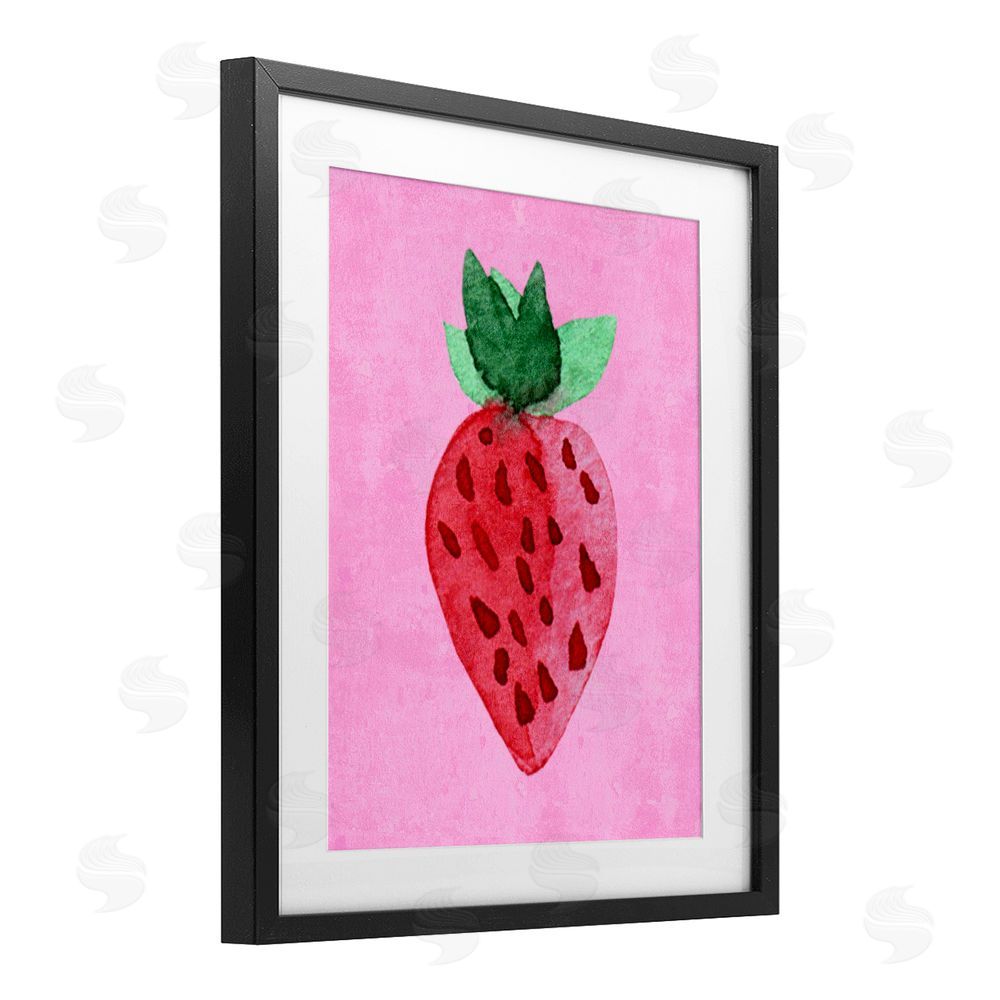 Camila Juncos Bright Speckled Strawberry Black Framed Print Under Glass Art