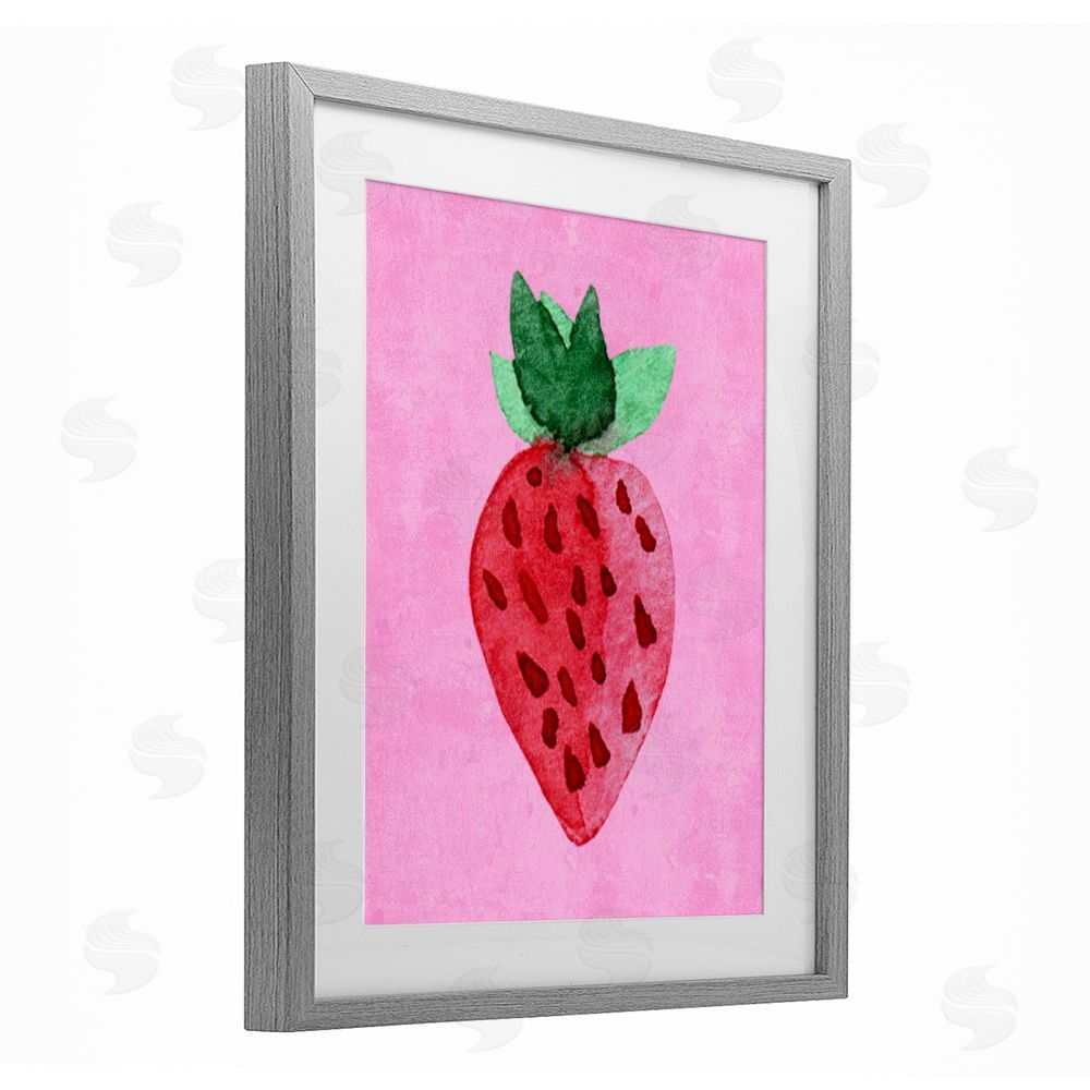 Camila Juncos Bright Speckled Strawberry Gray Framed Print Under Glass Art