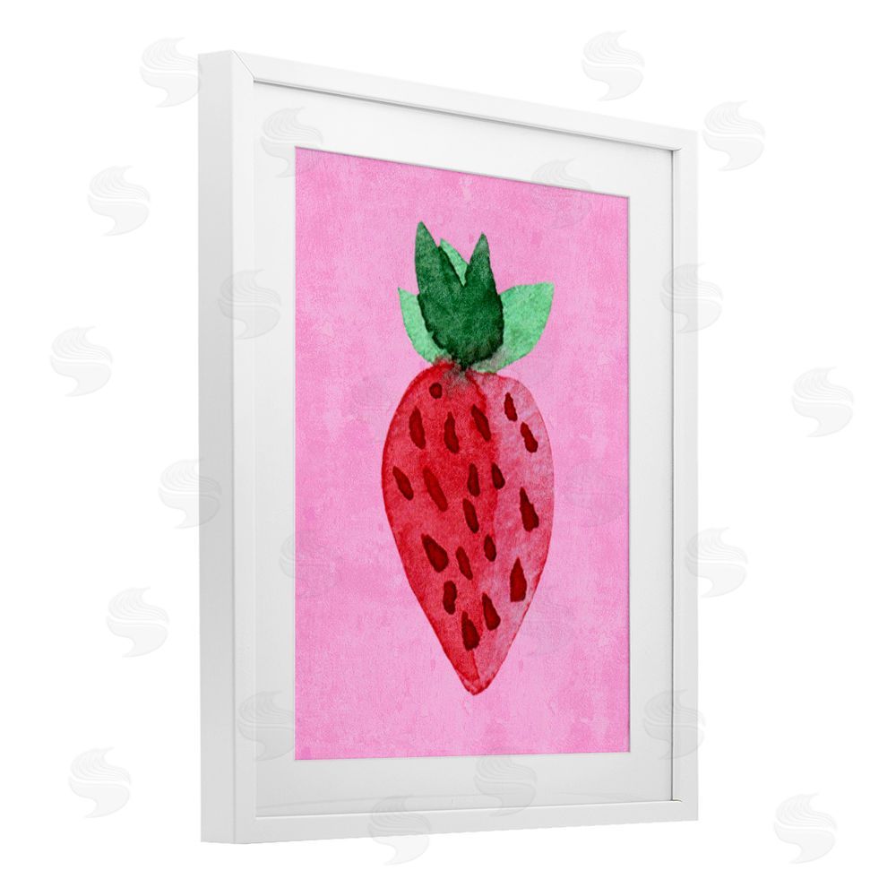 Camila Juncos Bright Speckled Strawberry White Framed Print Under Glass Art