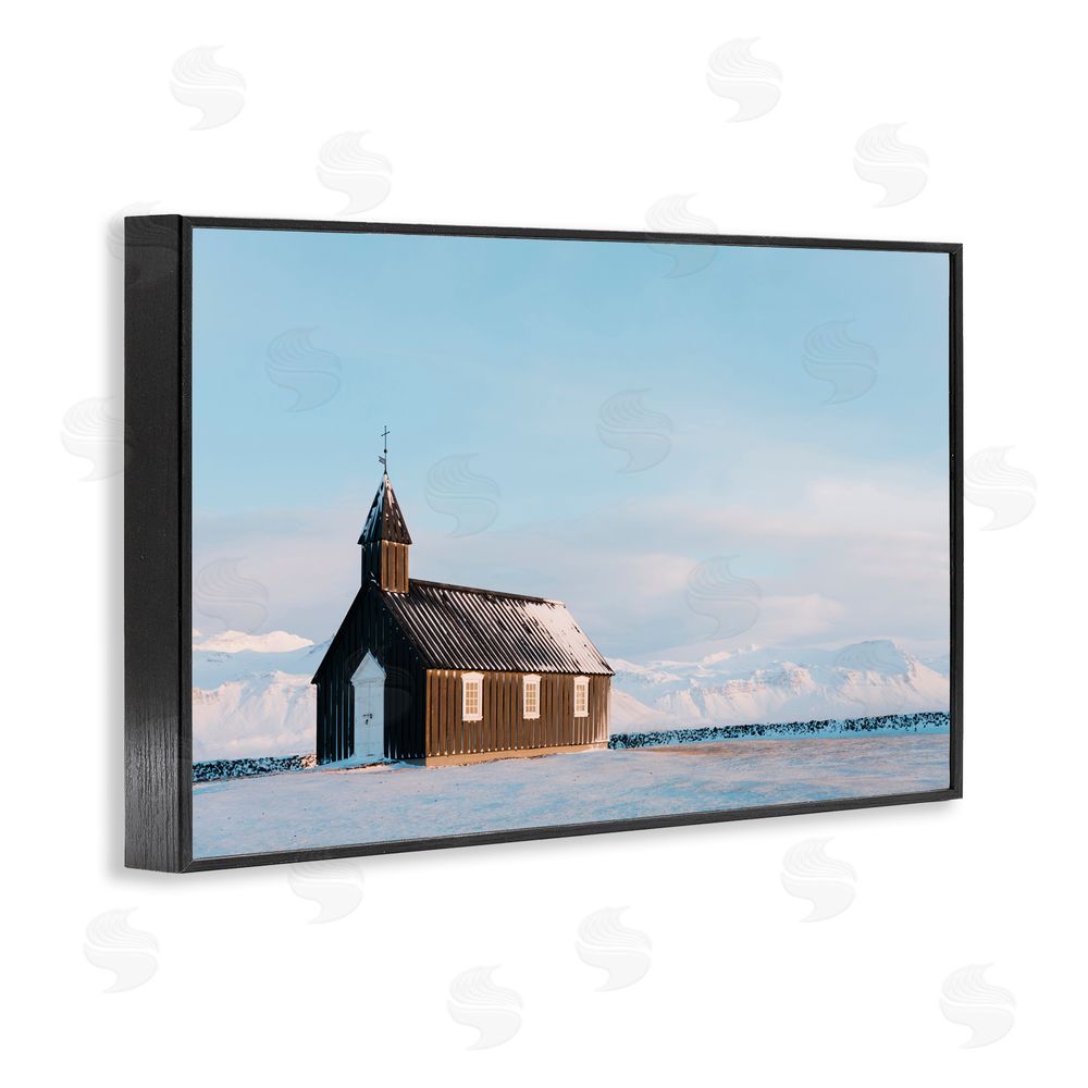 Jade Sharp Photo Church on Vast Snowscape Black Framed Giclee Art Print