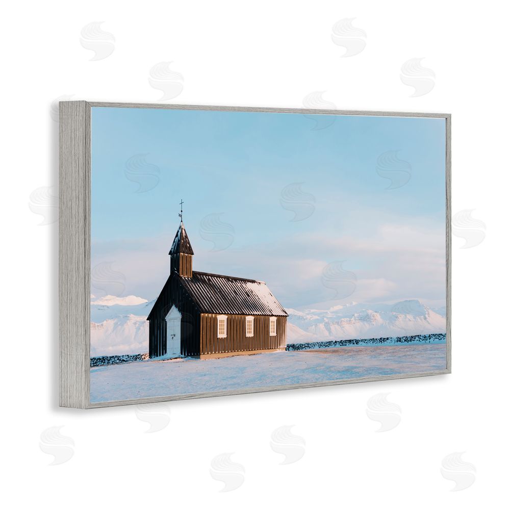 Jade Sharp Photo Church on Vast Snowscape Gray Framed Giclee Art Print