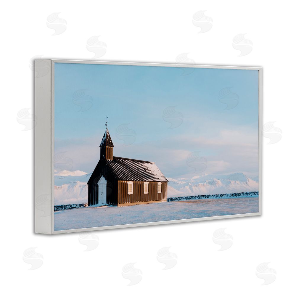 Jade Sharp Photo Church on Vast Snowscape White Frame Giclee Art Print