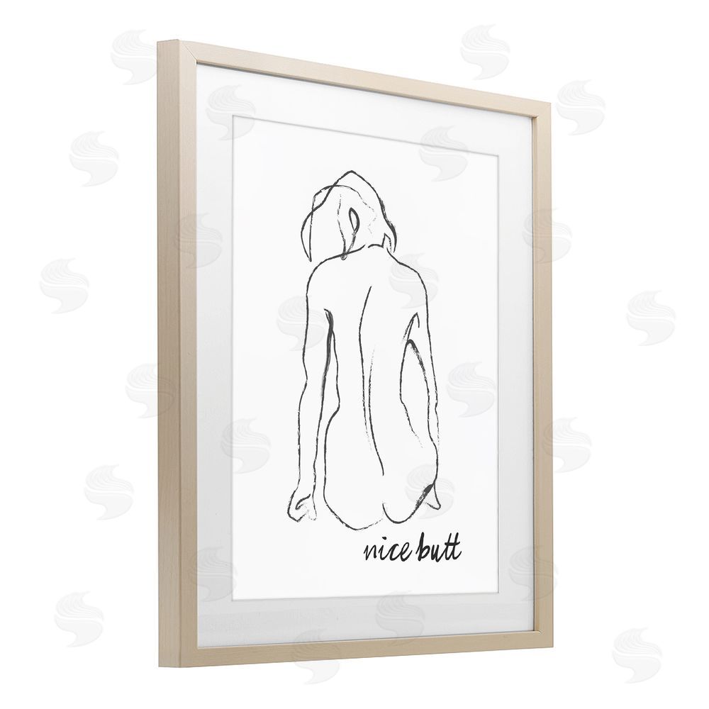 Lettered and Lined Nice Butt Bathroom Refresh Brown Framed Print Under Glass Wall Art