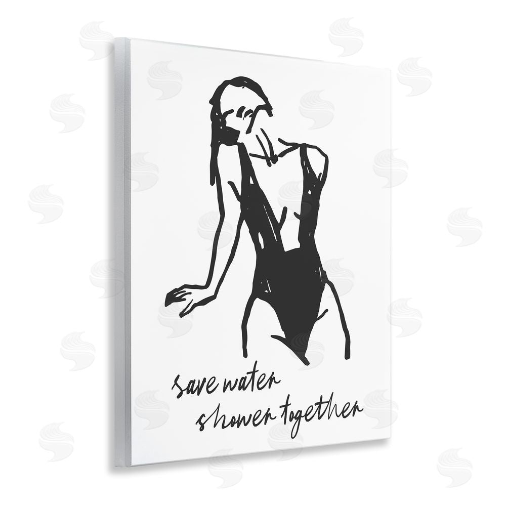 Lettered and Lined Save Water Shower Together Wall Plaque Art Print